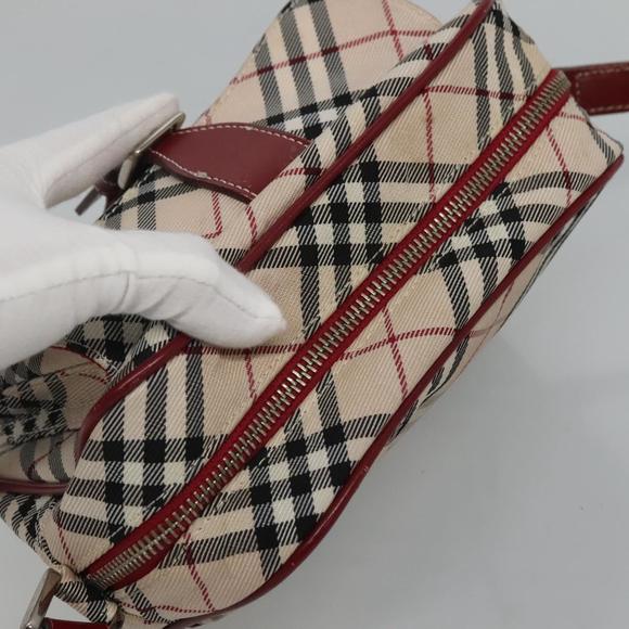 BURBERRY Nova Check Blue Label Shoulder Bag Nylon Beige Red Silver Auth BA669 - Picture 6 of 16